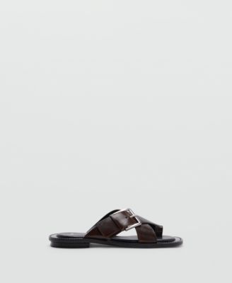 Women's Crossed Straps Leather Sandals
