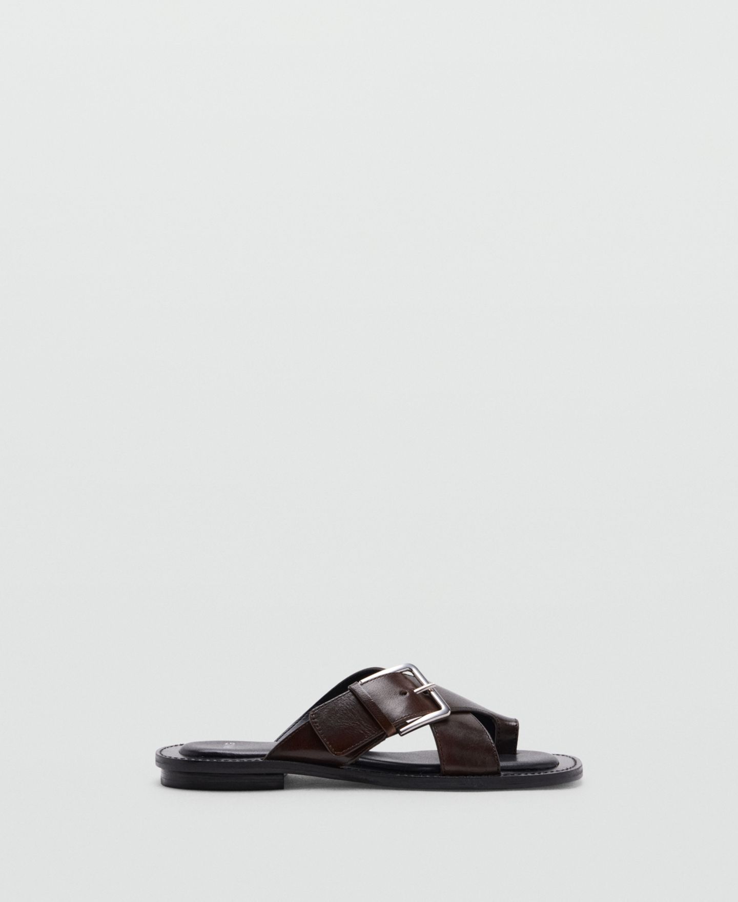 Женские сандалии Mango Crossed Straps Leather, цвет: Тёмный красный — фото 4