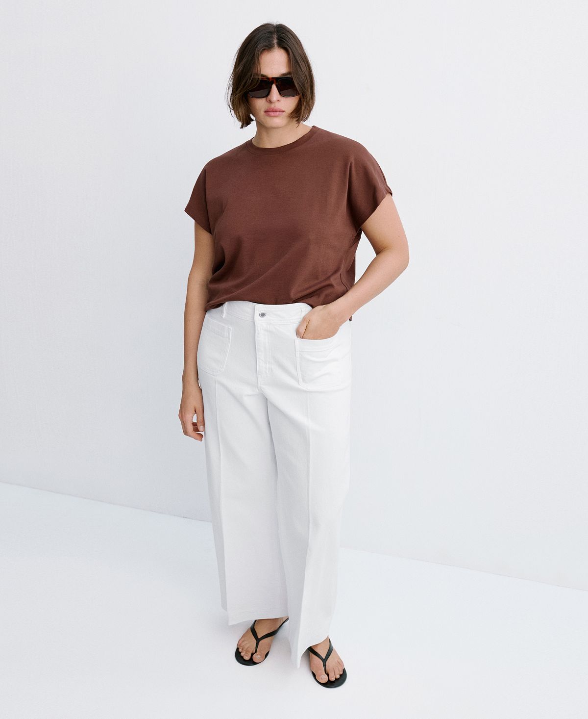 Mango Women's High-Waisted Wide leg Jeans view 6 — MAYCSS fashion products