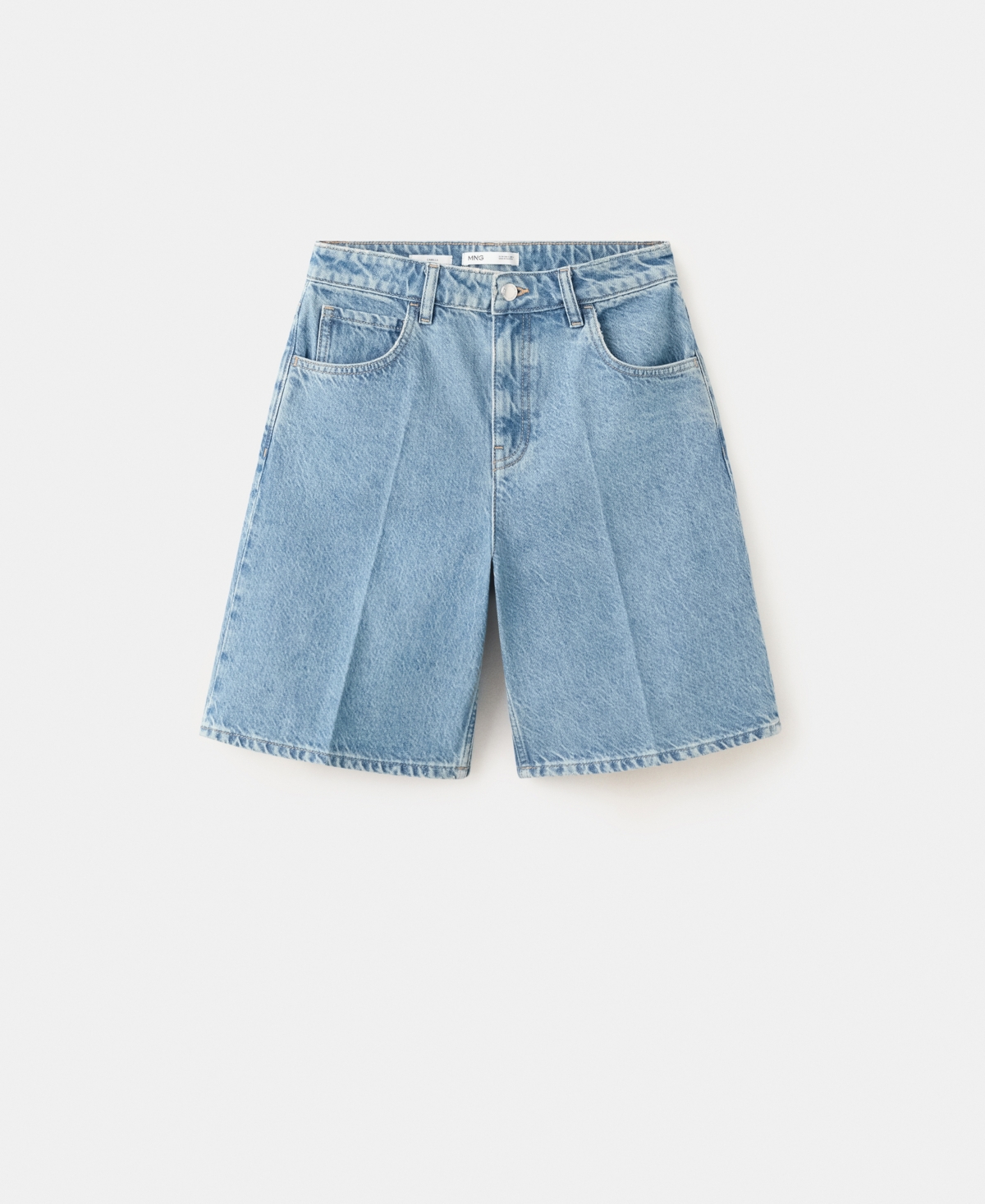 Mango Women's High-waist Straight-fit Denim Shorts In Open Blue