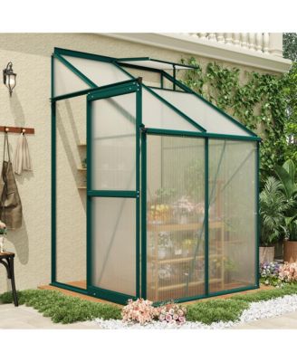 Heavy Duty Polycarbonate Walk-in Greenhouse Kit - Adjustable Roof Vent and Sliding Door Sturdy Aluminum for Patio, Backyard, Winter Herb