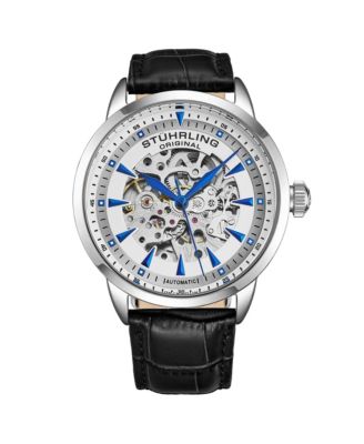 Men’s Automatic Skeleton Watch 44mm Leather Strap