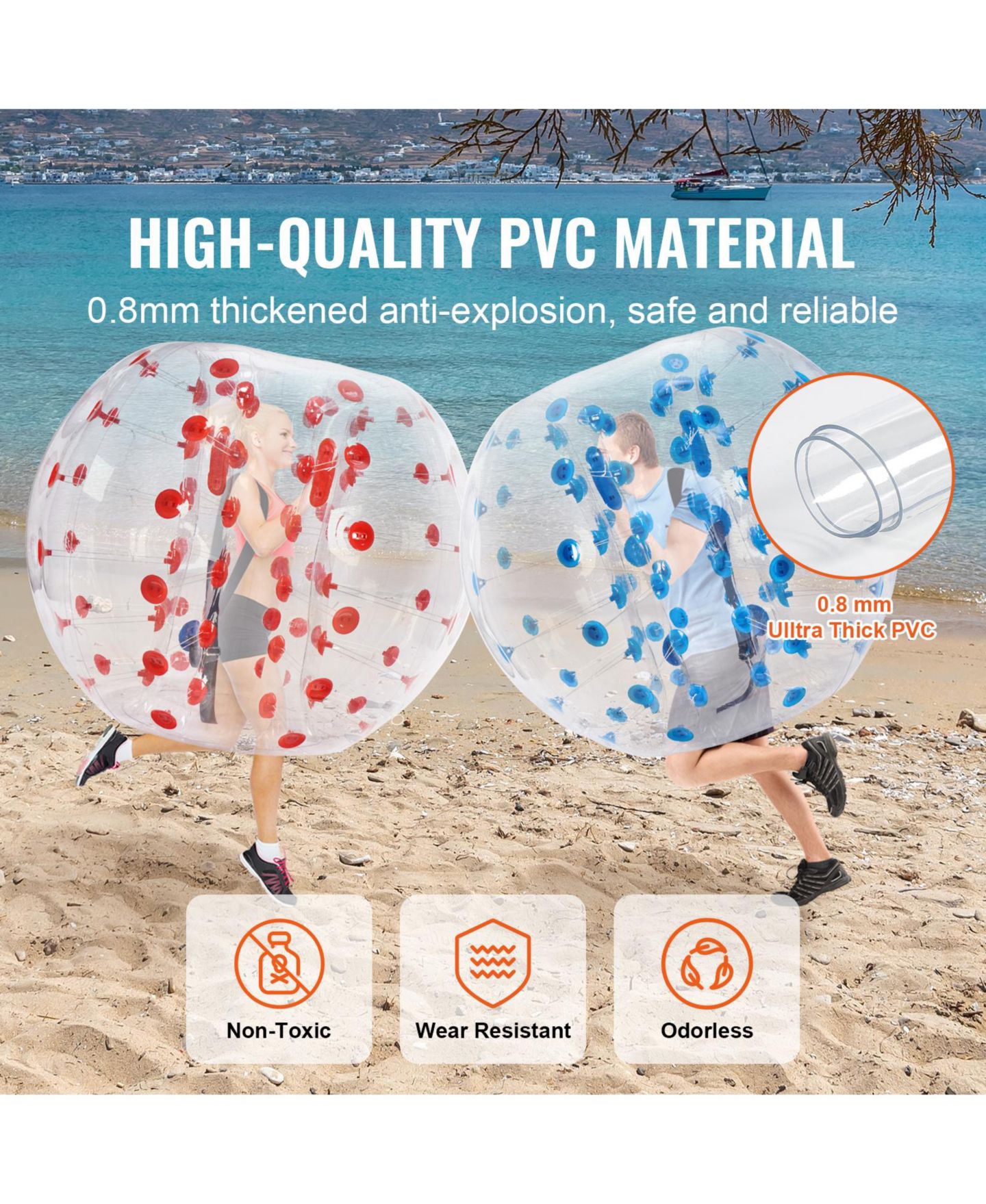 Детские игрушки VEVOR Sumo Zorb Balls 59.1" Diameter Inflatable Bumper Balls 2-Pack, Ages 7+ — фото 2