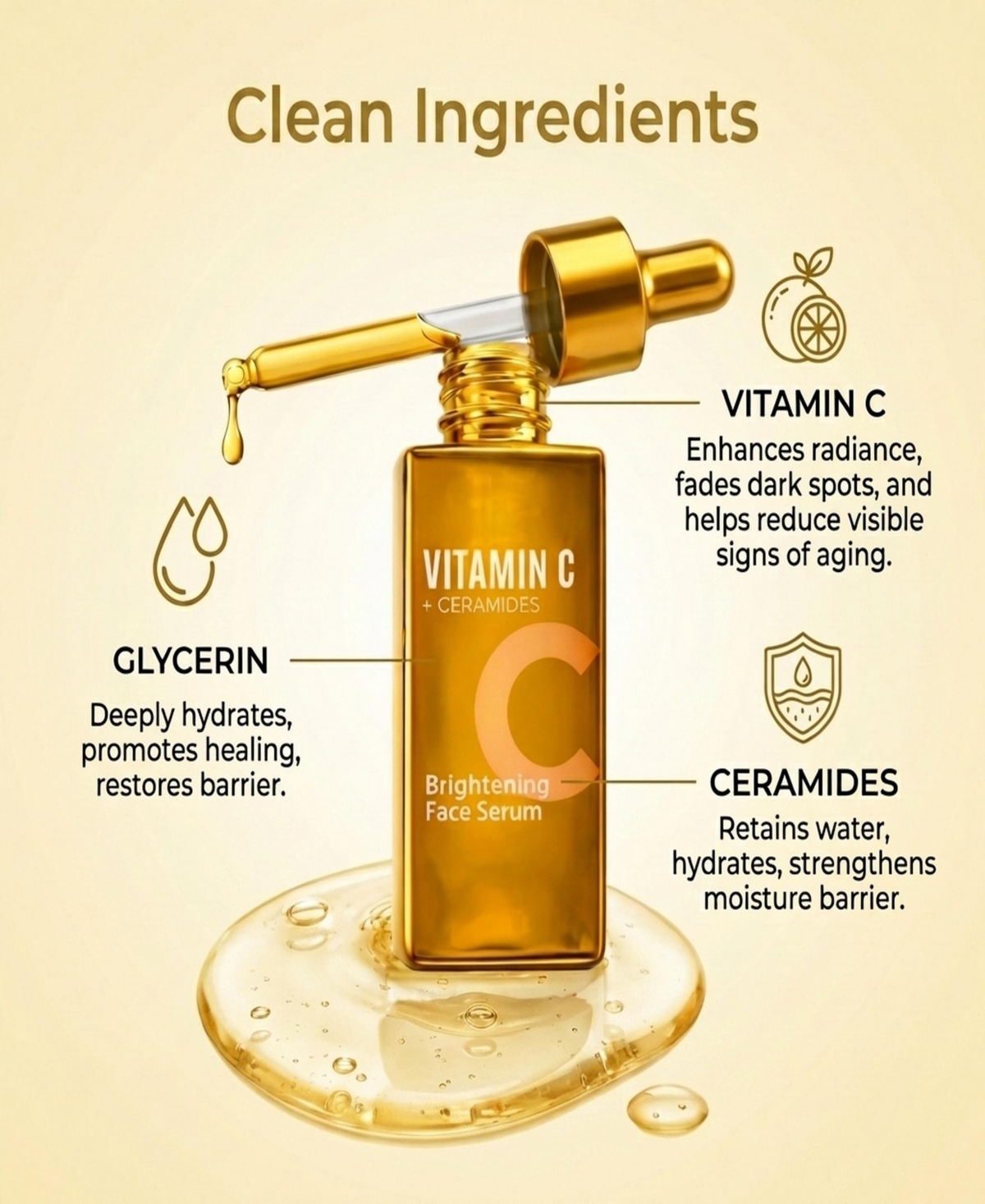 Lovery Vitamin C and Ceramides Brightening Face Serum - Korean Skin Care Radiance and Barrier Repair Treatment