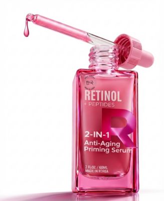 Retinol and Peptides 2-in-1 Anti-Aging Priming Serum - Korean Skin Care Firming and Smoothing Treatment