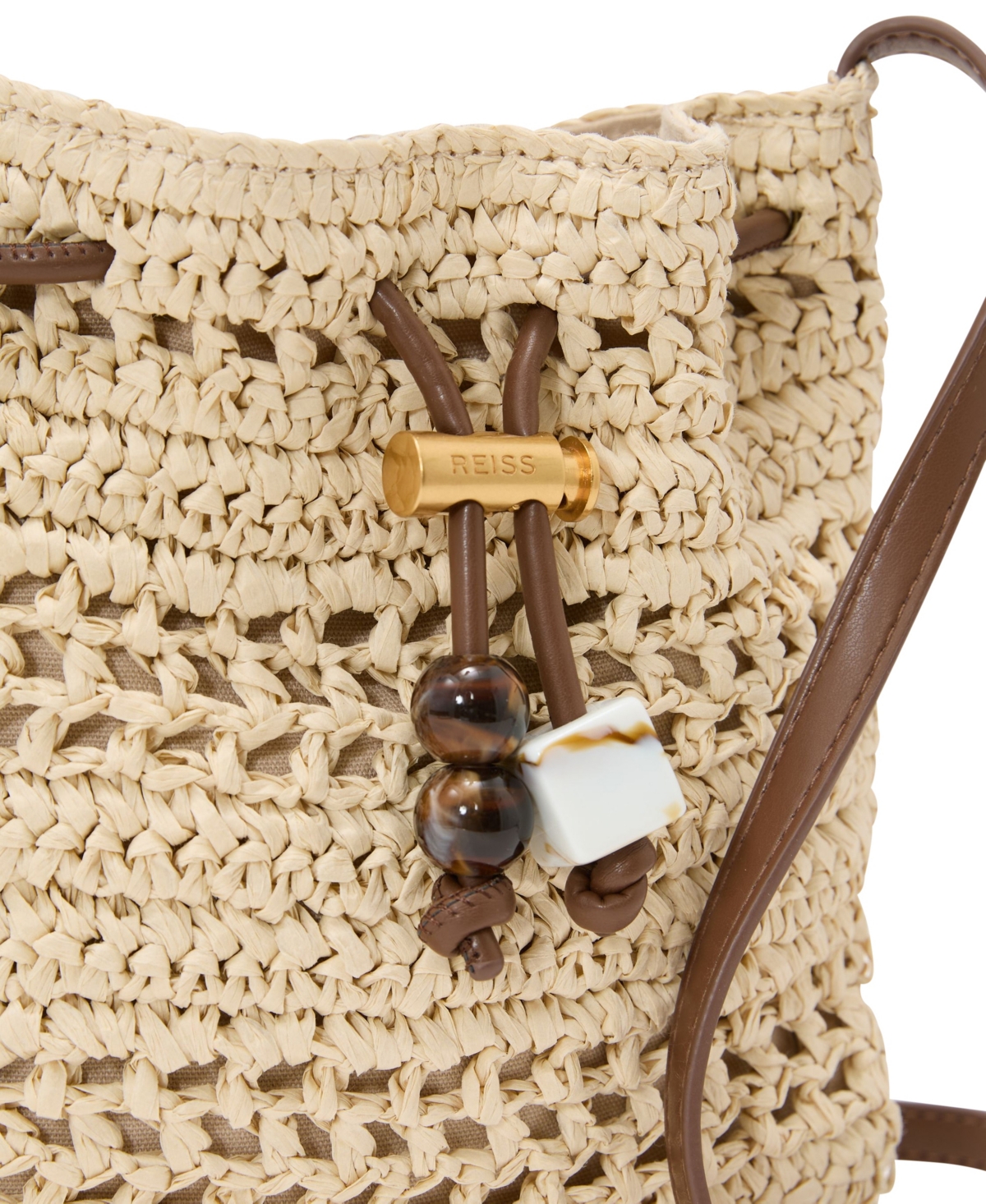 Reiss Women's Esme Raffia Effect Mini Cross-Body Handbag