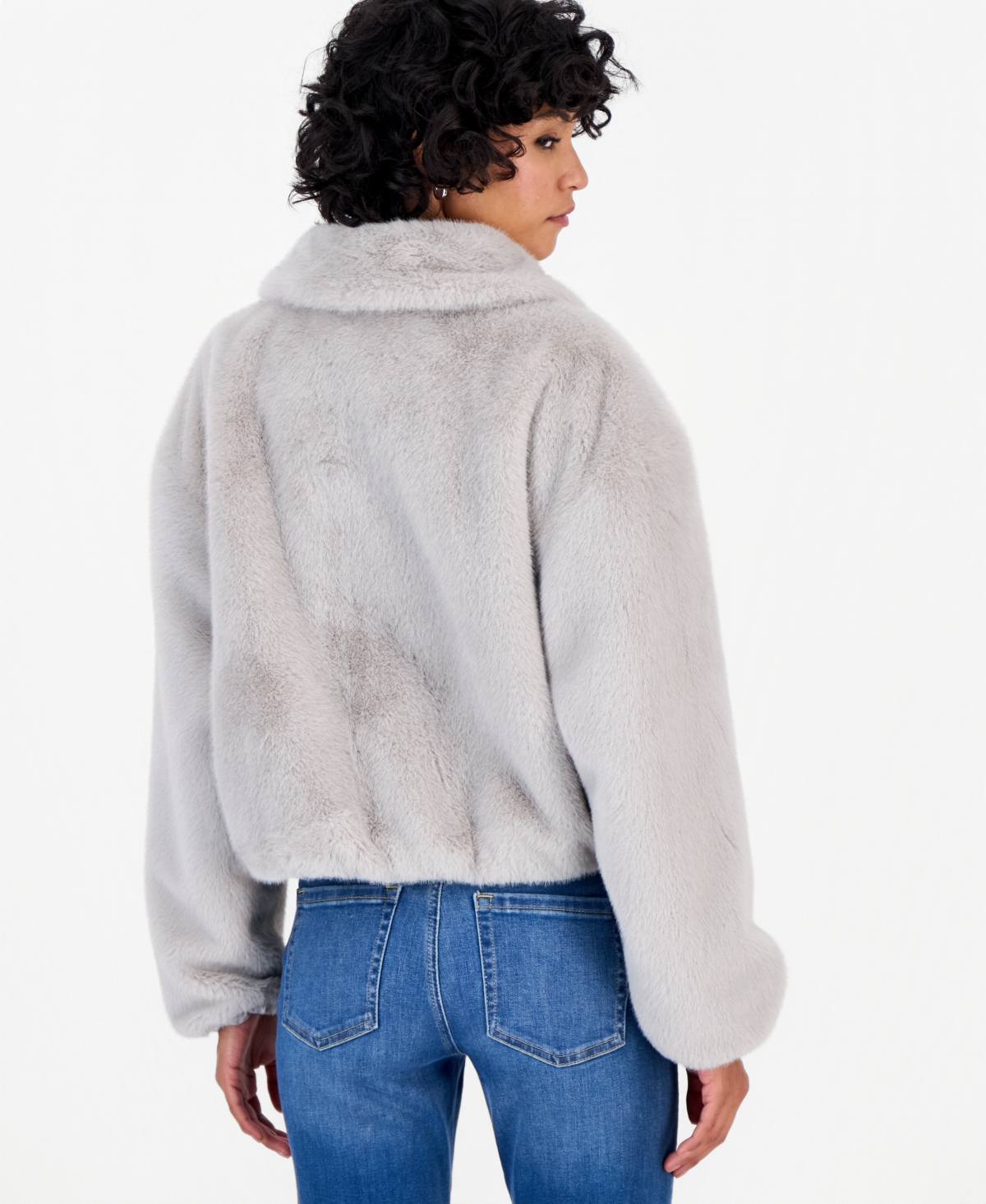 CeCe Petite Faux Fur Bomber Jacket