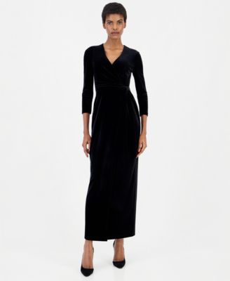 anne klein black velvet dress Women's Formal & Tie Dresses Color:LemonCello Model is 175 cm/ Jul Wk 4 2026 Clearance IN store Appliques Beading V-Neck Long