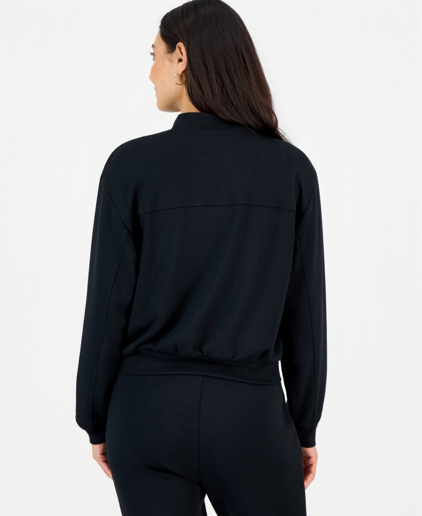 Женская куртка I.N.C. International Concepts Petite Zip-Up Bomber, цвет: Глубокий чёрный — фото 5