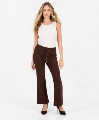 Petite High-Rise Drawstring Flare Sweatpants