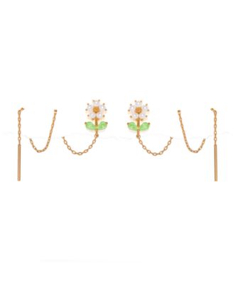 Crystal Daisy Petal Threader Earrings