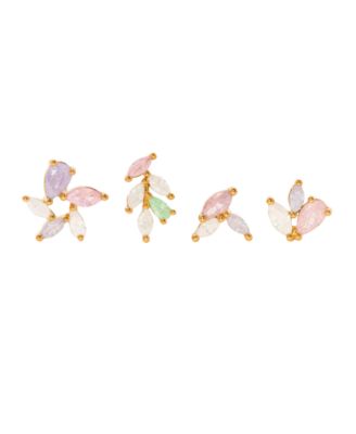 Crystal Pastel Leaf Stud Earrings Set