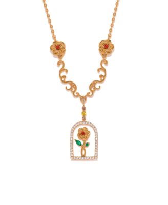 Crystal Disney Beauty the Beast Enchanted Rose Necklace