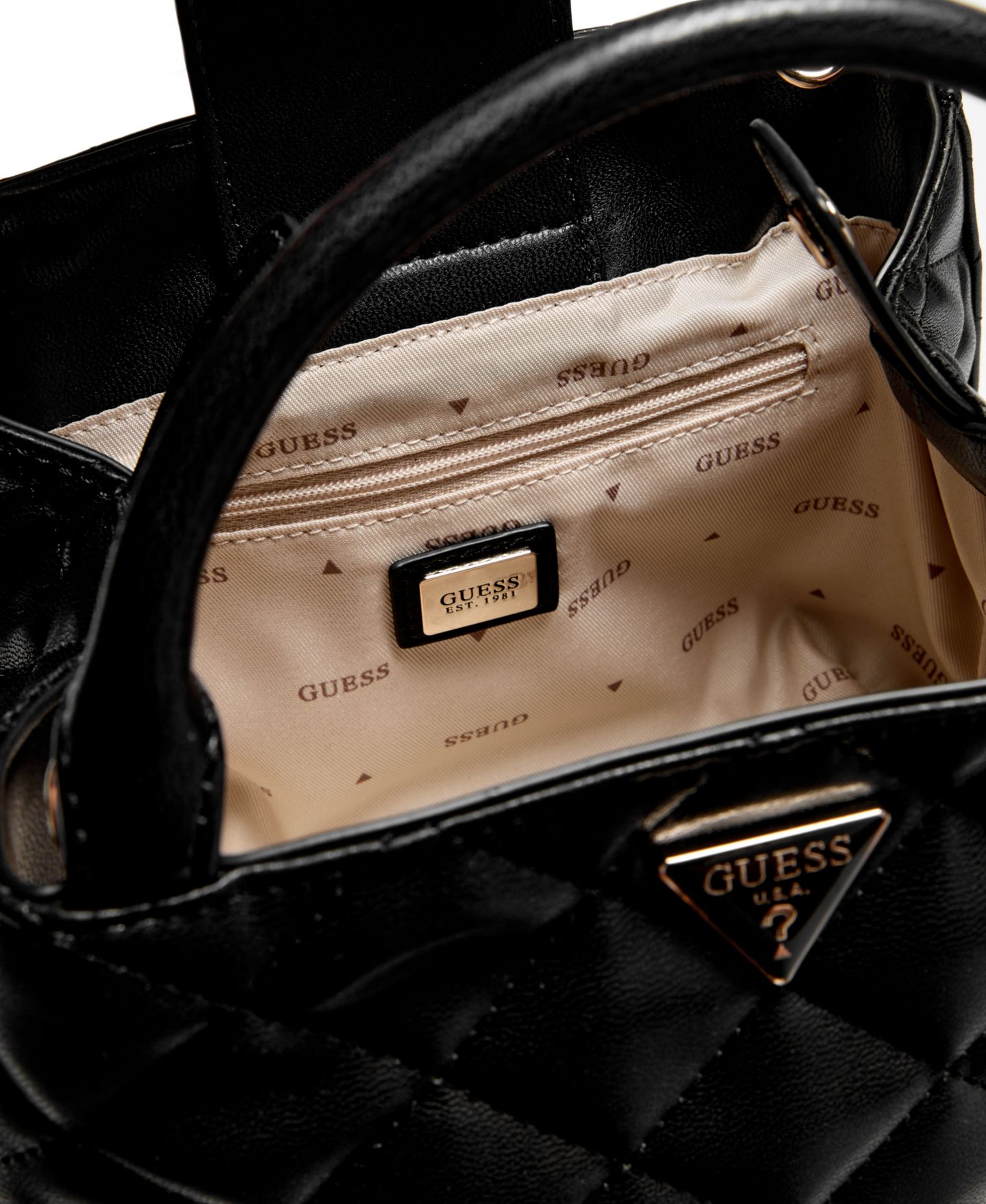 Женская сумка GUESS Juliet Small Top Handle Satchel Handbag, цвет: Чёрный — фото 3