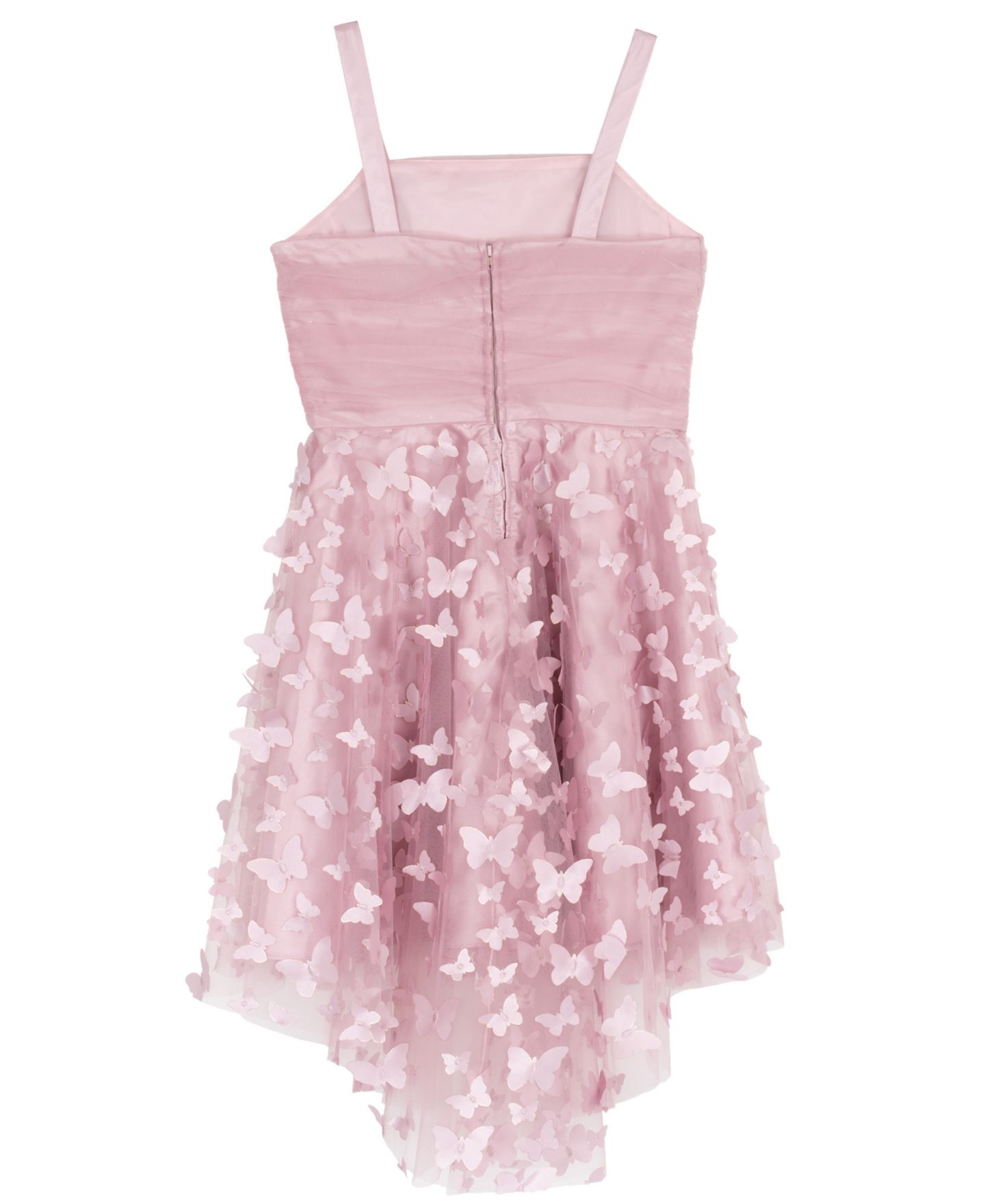 Платье Rare Editions Ruched Glitter Mesh Bodice Soutache High-Low Dress для девочек, цвет: Розовый — фото 5