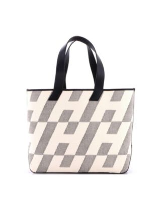 40 Cabas H en Biais Tote Canvas with Leather