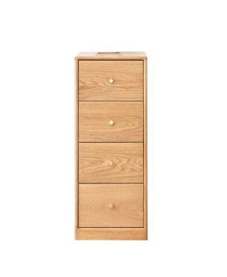 Solid North American Oak Four-Drawer Bedside Cabinet Multi-Purpose Living Room Side Table