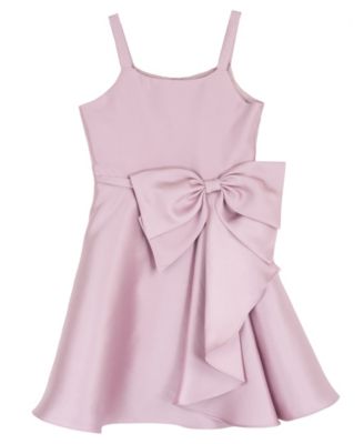 Girls' 7-14 Solid Mikado Cascade Bow Hi-Low Dress