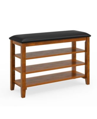 Entryway Shoe Bench 3-Tier with Soft Cushion and Storage