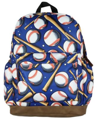 Batter Up 16 Inch Backpack Baseball and Bats All Over Print School Book Bag