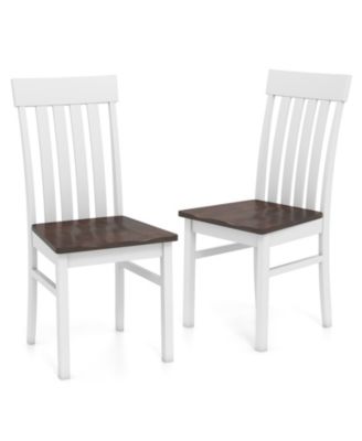 Dining Chairs Set of 2 Slatted High Backrests Concave Seats Rubber Wood Legs
