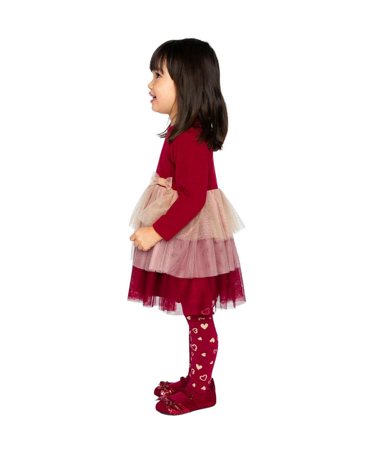 Платья Deux par Deux Bi-Material Dress with Glittering Skirt для девочек, цвет: Красный — фото 3