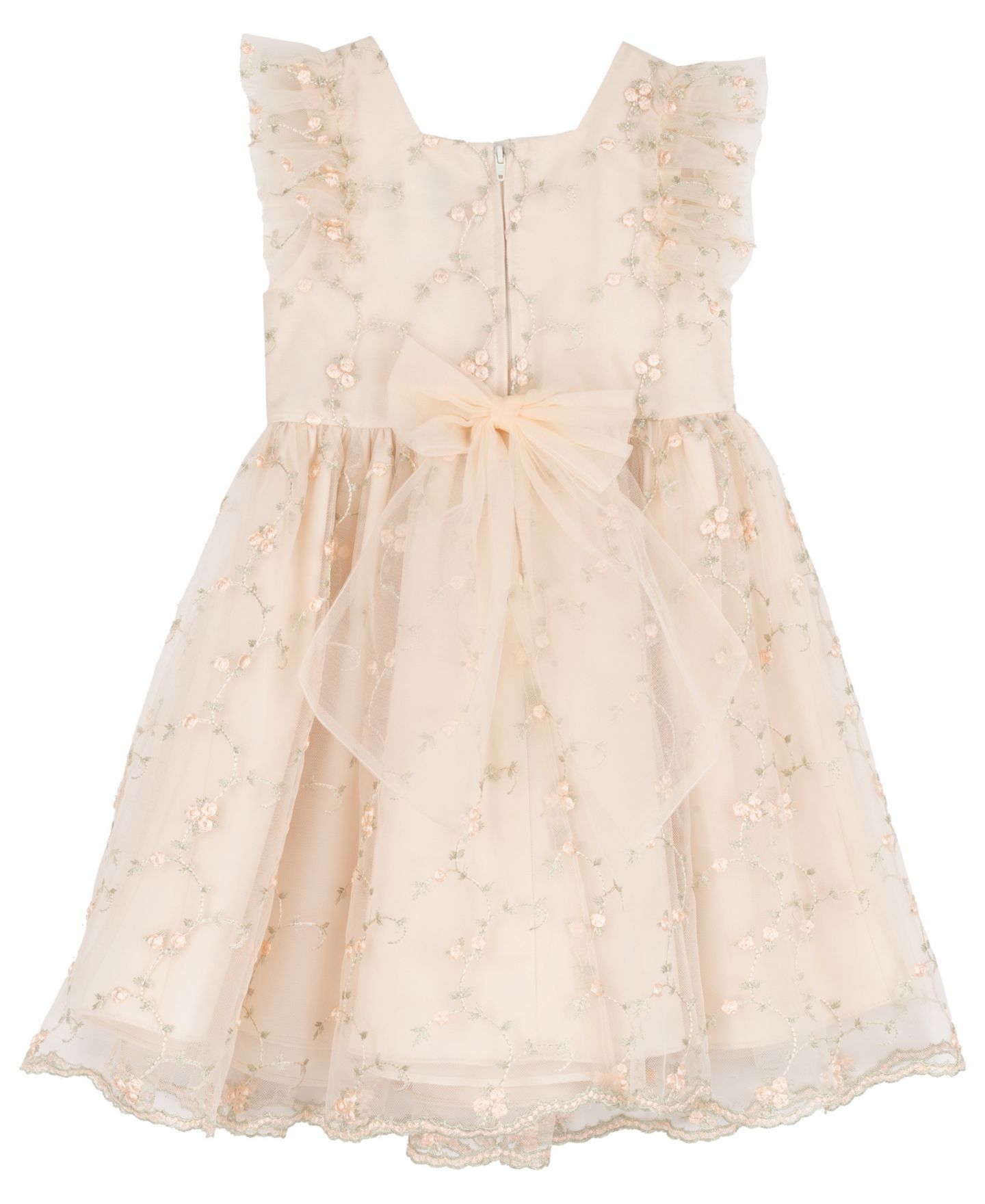 Платье Rare Editions Embroidered Mesh Flutter Sleeve Dress для девочек, цвет: Серо-коричневый — фото 5