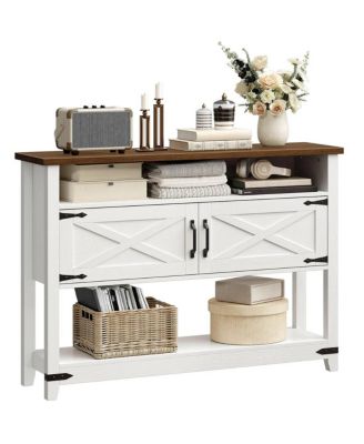 Farmhouse Console Table 47.2 Inches  with Storage
