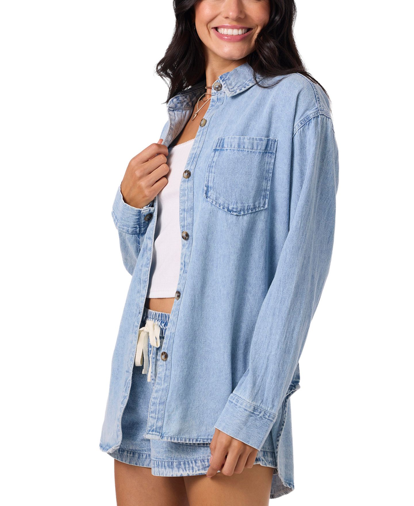 Женские куртки O'Neill Sevie Denim Shacket, цвет: Drifter — фото 6