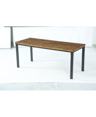 70" Solid Wood Rectangular Dining Table, Black Metal Frame Farmhouse Kitchen Table for 4-6 Persons