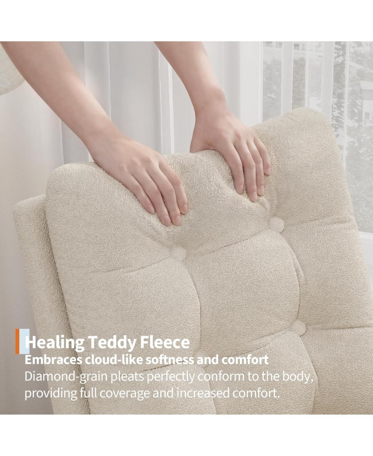 gaomon Nursery Rocking Chair, Teddy Fleece Upholstery, Sturdy Wooden Legs and High Backrest, Comfortable Glider Rocking Chair