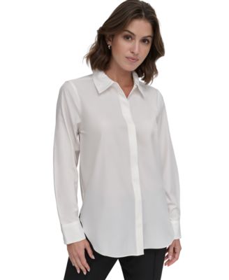 Petite Button-Front Blouse