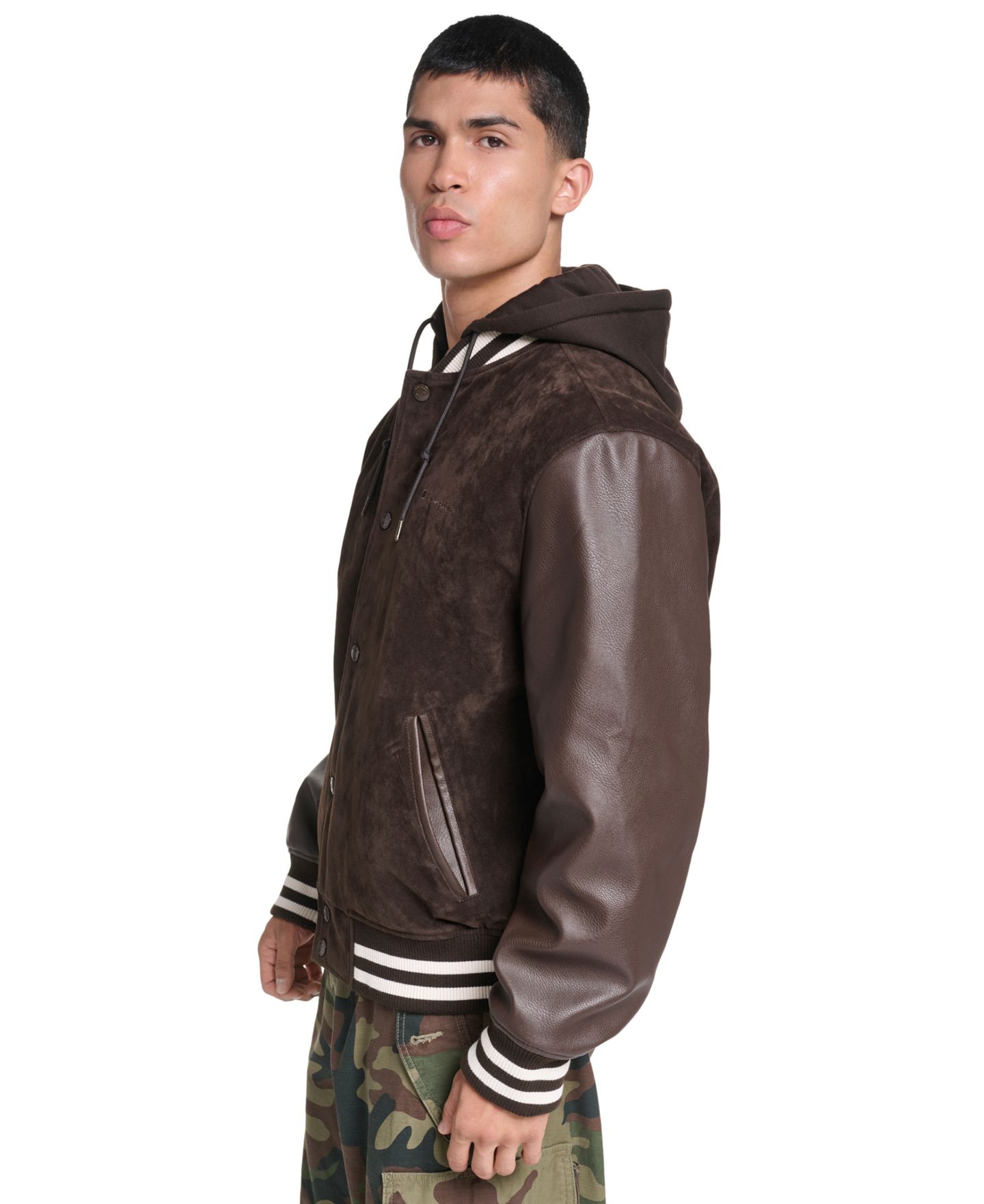 Мужская куртка Champion Varsity Faux Suede Leather, цвет: Коричневый — фото 3
