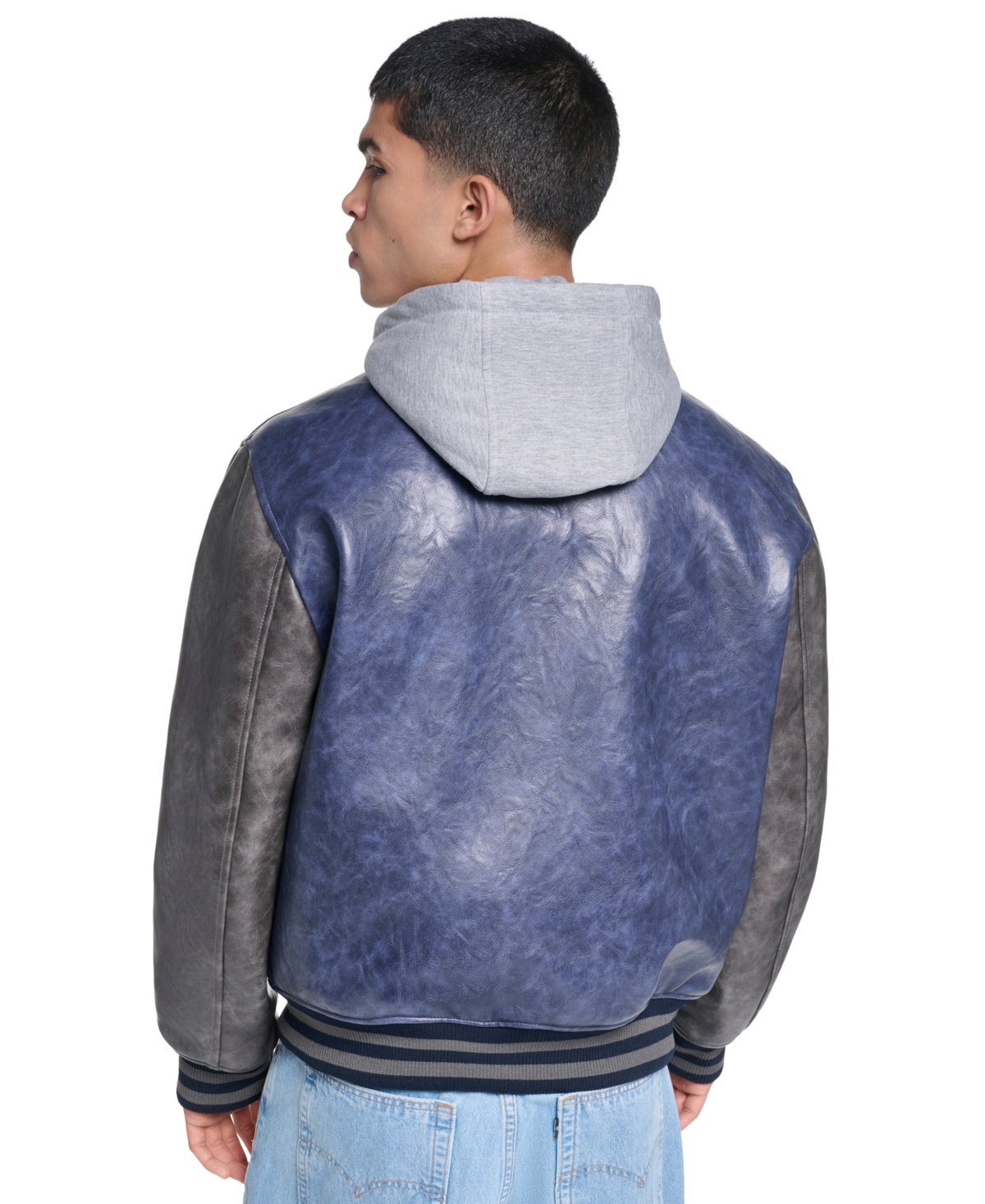 Champion Men's Faux Leather Varsity Full-Zip Jacket