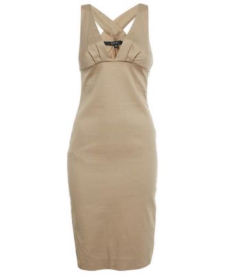 Women's Patterned Cotton Plunge Neck Midi Dress