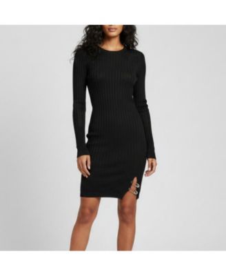 Women's Rib Knit Safety Pin Detail Mini Dress