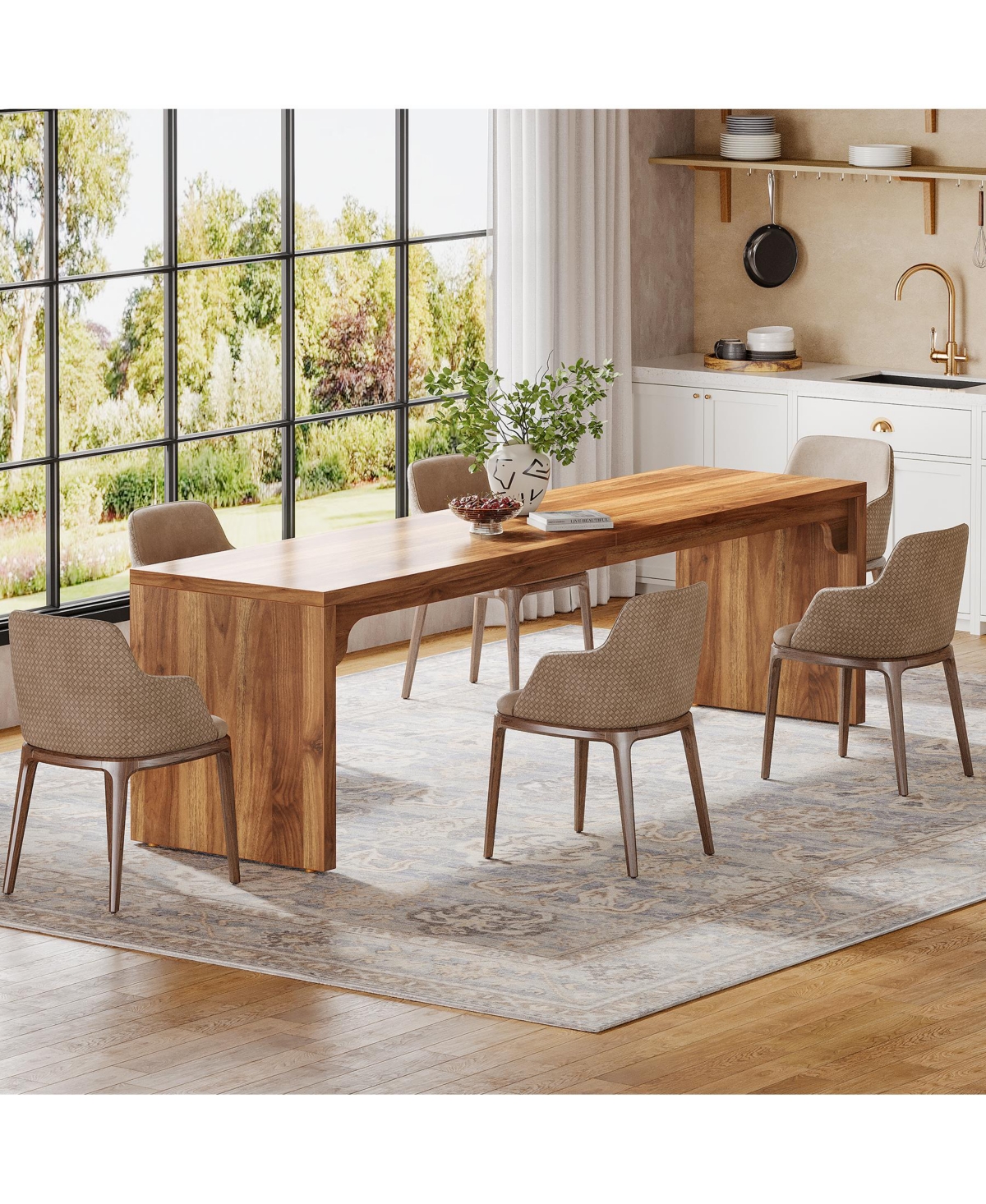 Tribesigns 78-Inch Dining Table for 6-8, Modern Rectangular Room Table, Large Long Kitchen with Sturdy Base, Wood Dinner