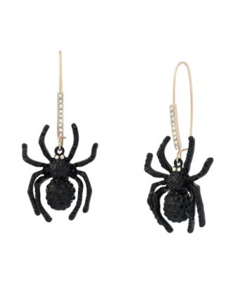 Faux-Stone Halloween Spider Dangle Earrings