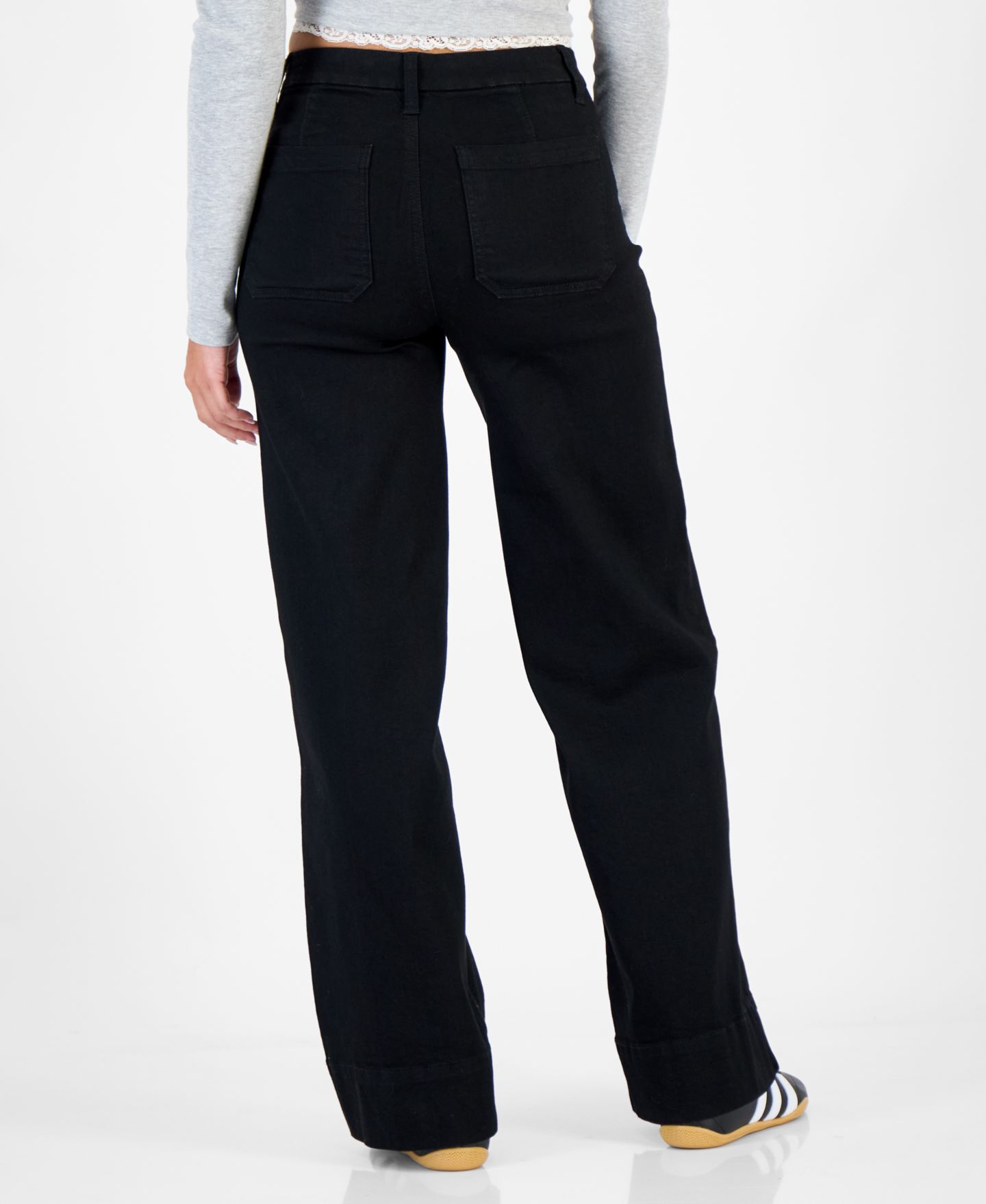Женские джинсы Celebrity Pink Juniors' High-Rise Patch-Pocket Wide-Leg, цвет: Чёрный — фото 8