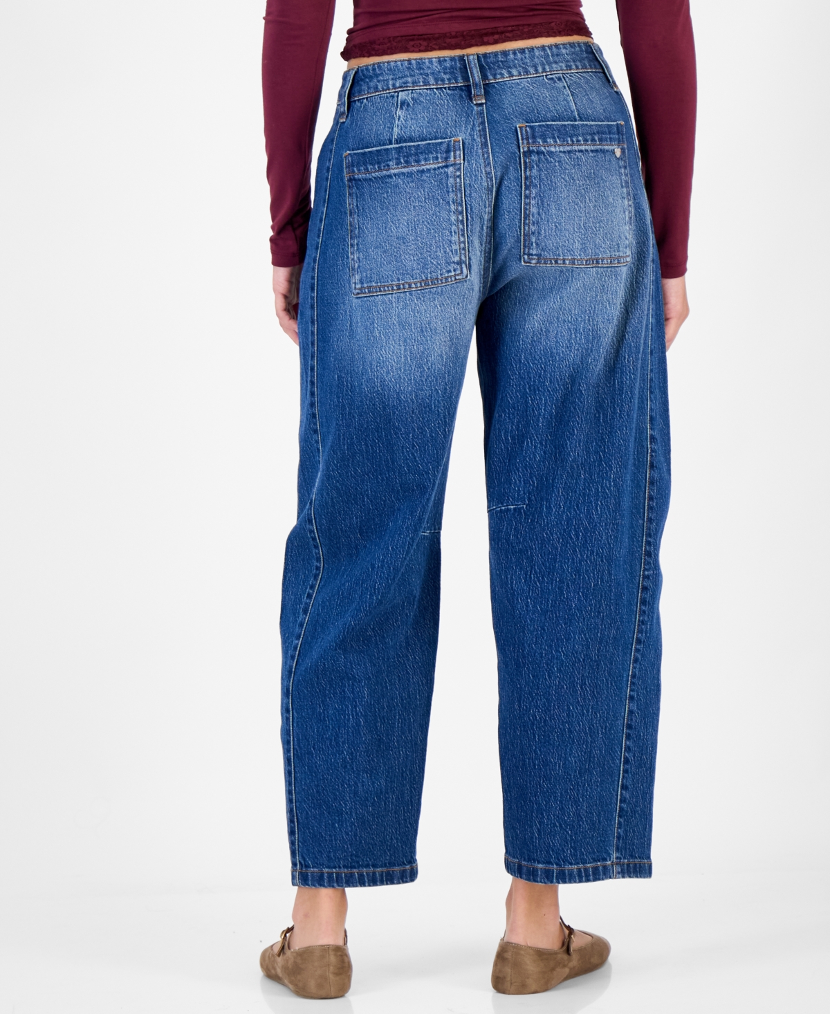 Celebrity Pink Juniors' Curved Seams Barrel-Leg Jeans