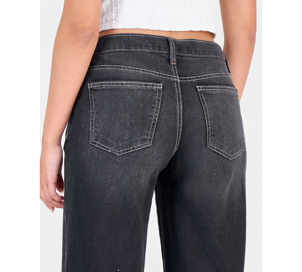 Celebrity Pink Juniors' Dark-Wash Mid-Rise Straight-Leg Denim Jeans