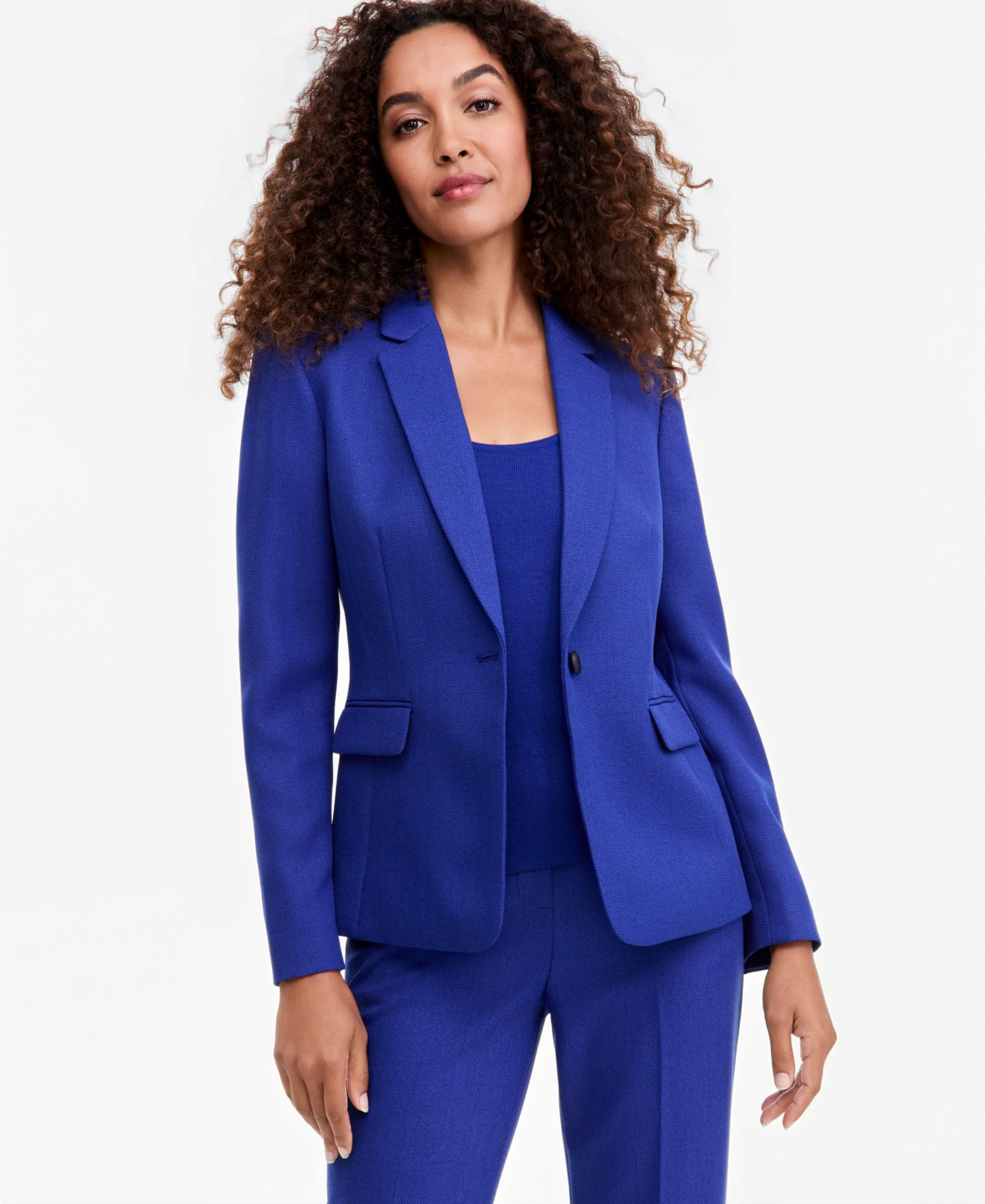 Женские комплекты Tahari ASL Notch-Lapel Single-Button Blazer, Scoop-Neck Sweater Tank Top & Classic Mid-Rise Straight-Leg Pants, цвет: Оранжевый — фото 3