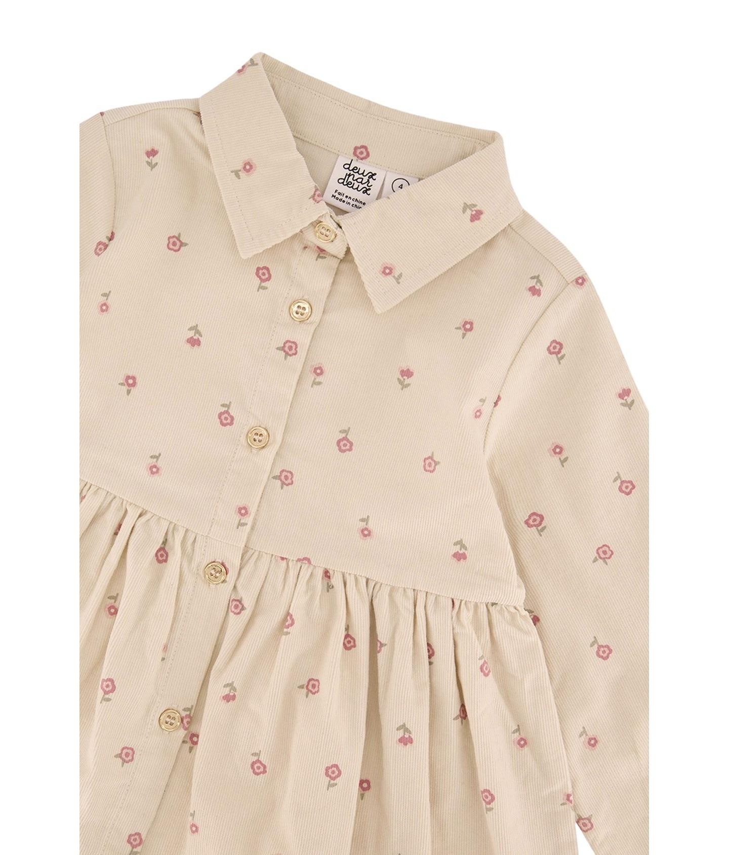 Платье Deux par Deux Corduroy Shirt Dress для девочек, цвет: Бежевый с принтом — фото 7