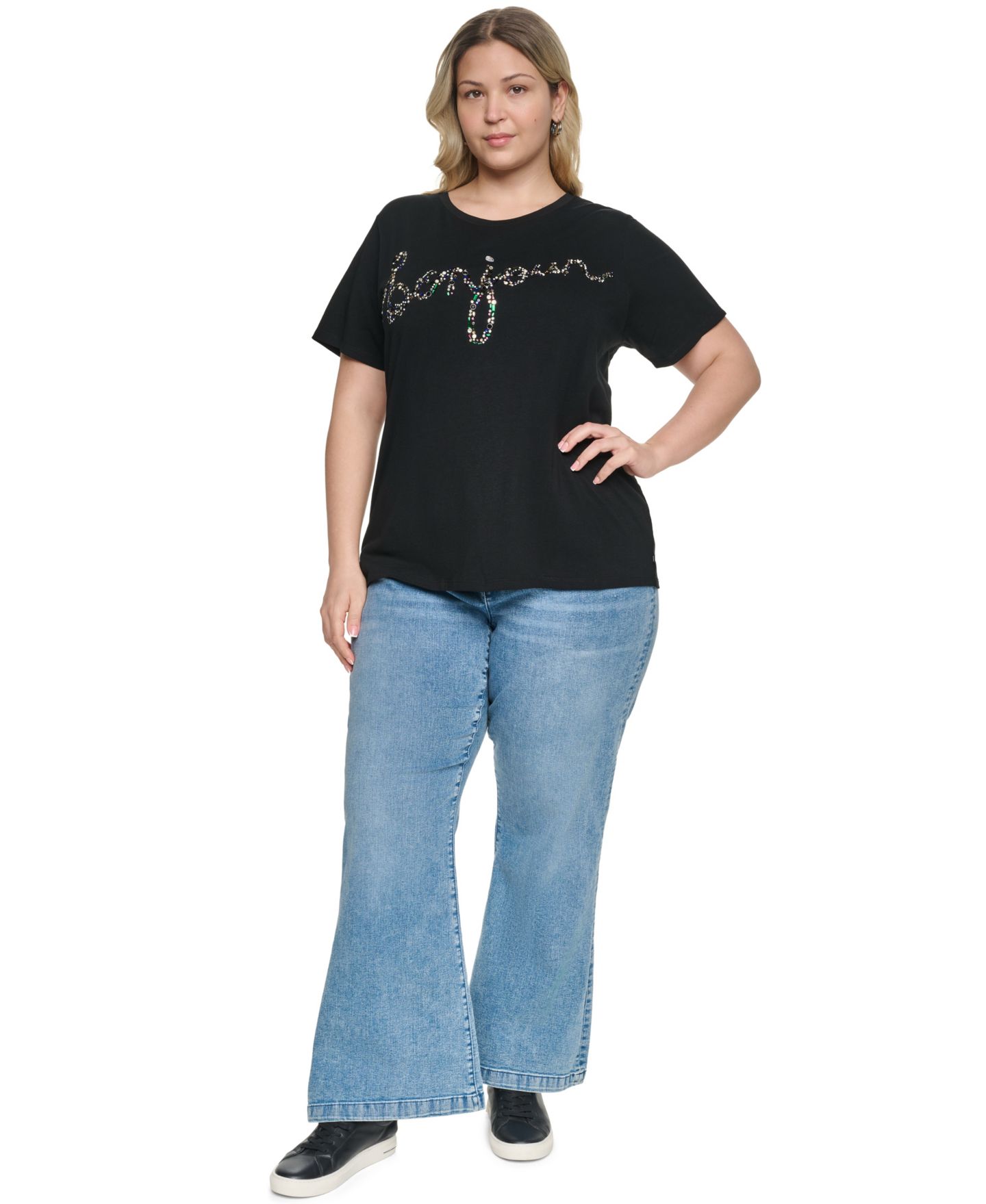 Женская футболка KARL LAGERFELD PARIS Plus Size Short-Sleeve T-Shirt, цвет: Чёрный — фото 2