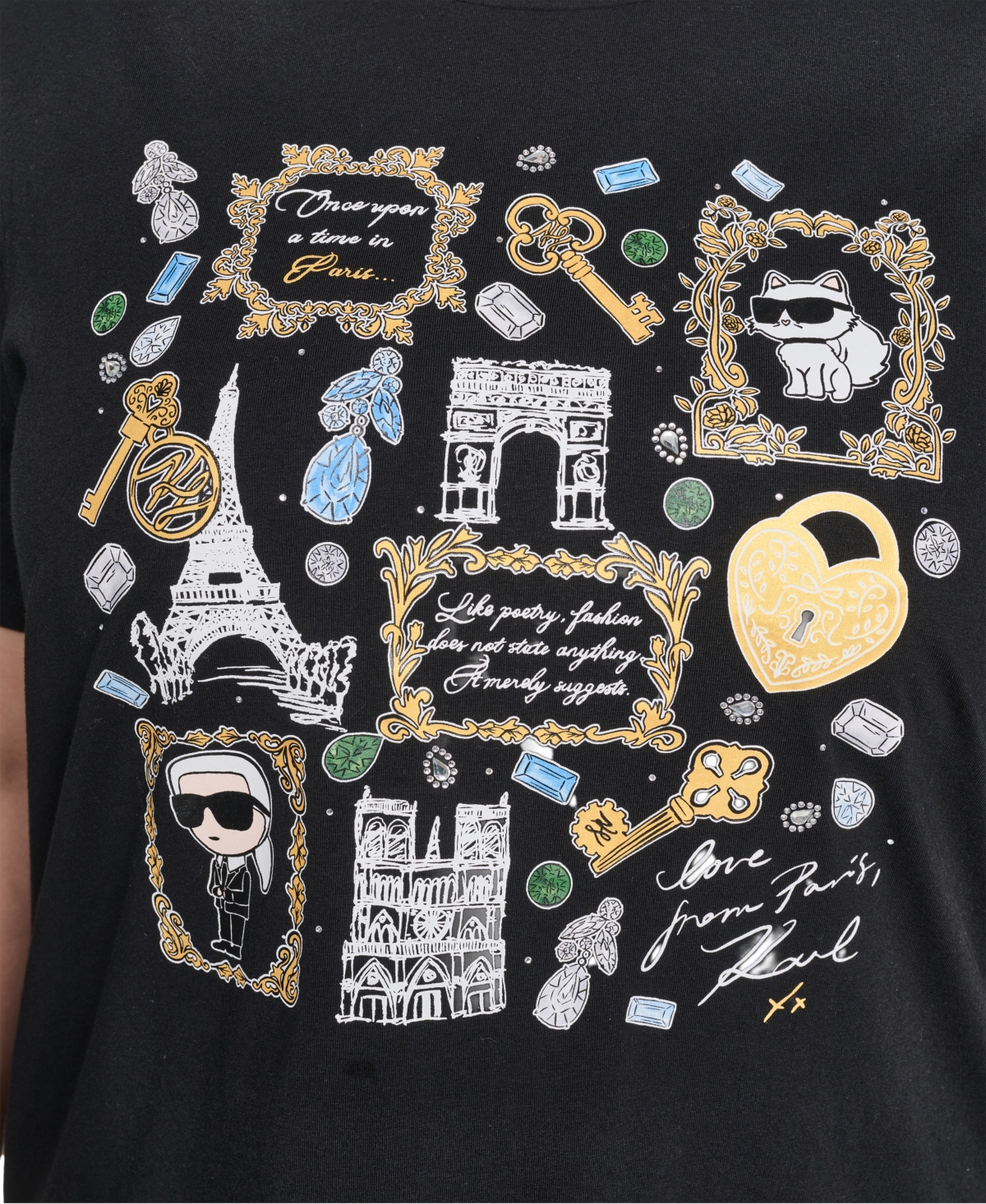 Karl Lagerfeld Paris Plus Crewneck Whimsy Frames Logo T-Shirt