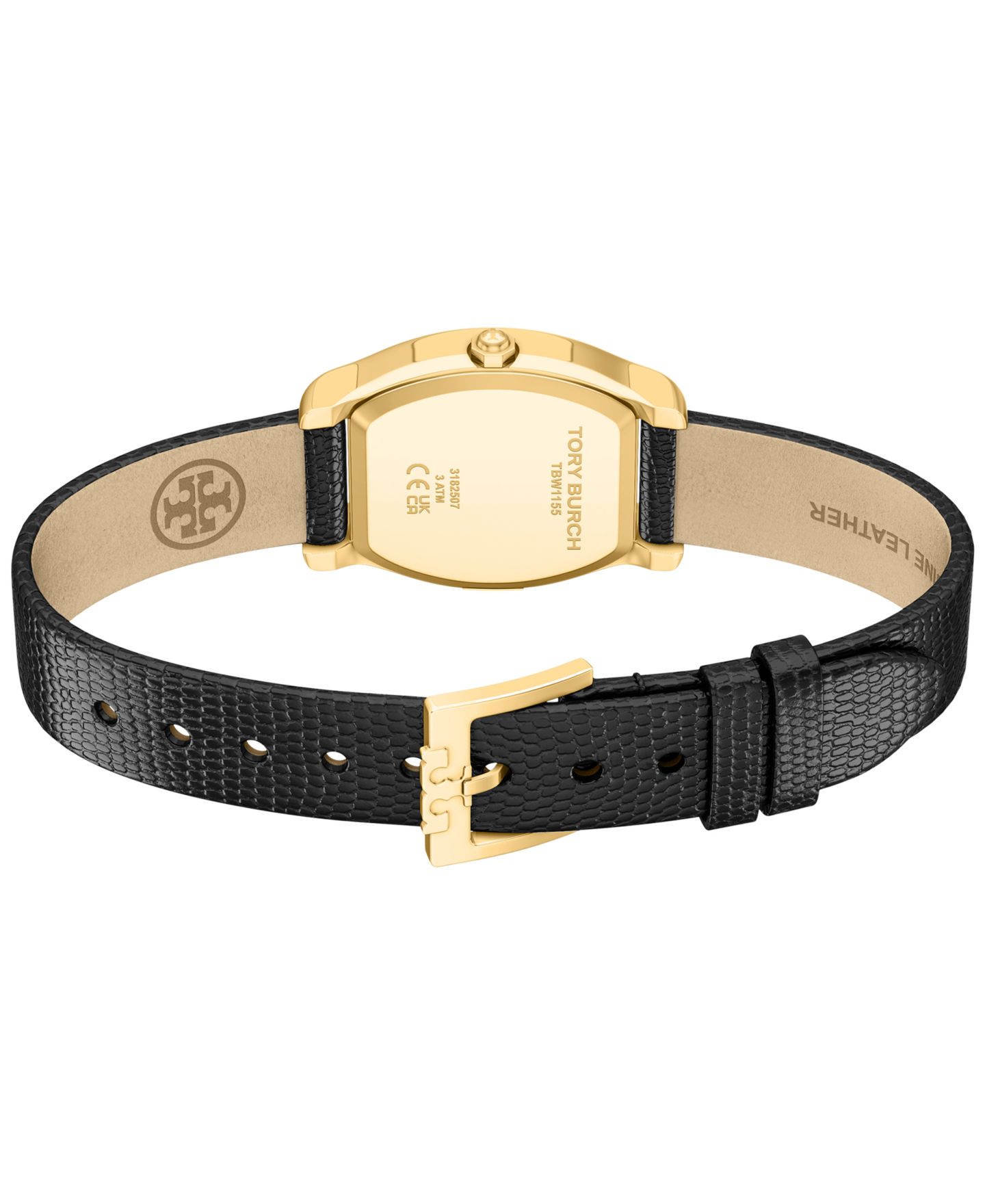 Женские часы Tory Burch Small Eleanor Curve Black Leather Watch 24mm — фото 5