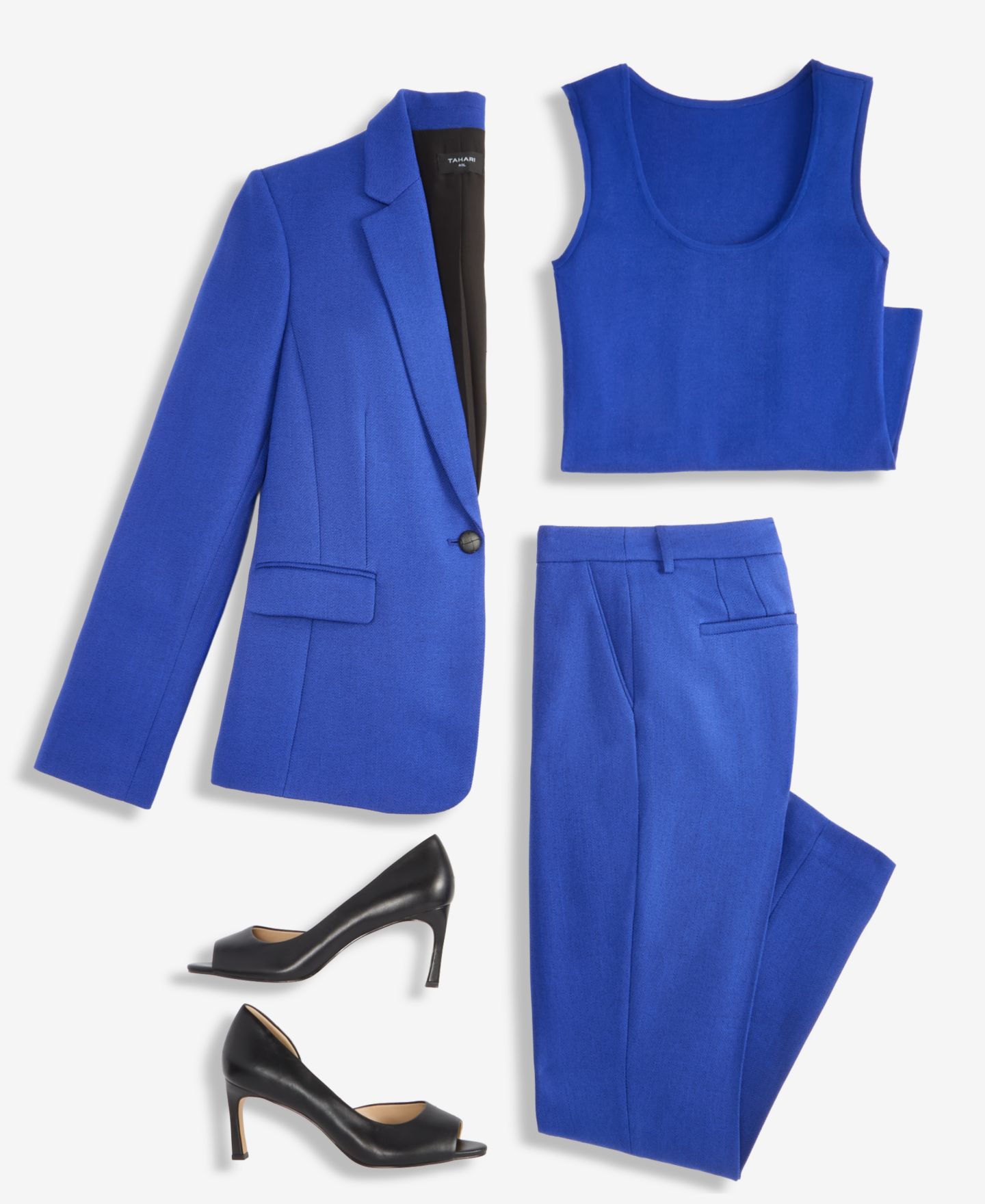 Женские комплекты Tahari ASL Notch-Lapel Single-Button Blazer, Scoop-Neck Sweater Tank Top & Classic Mid-Rise Straight-Leg Pants, цвет: Оранжевый — фото 4