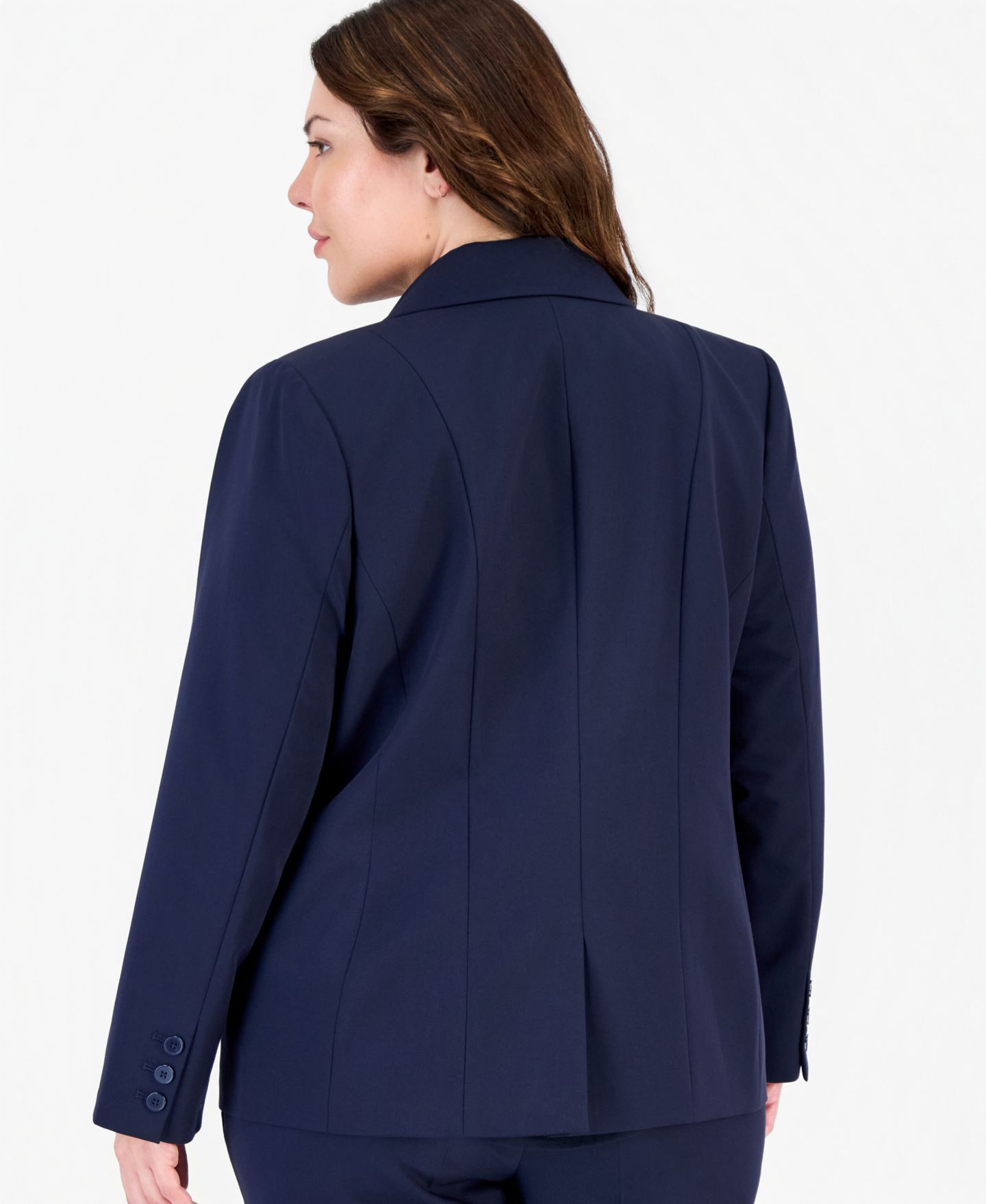 Женский пиджак Tahari Plus Size One-Button Stripe Lining Shoulder-Padded Blazer, цвет: Тёмно-синий — фото 4