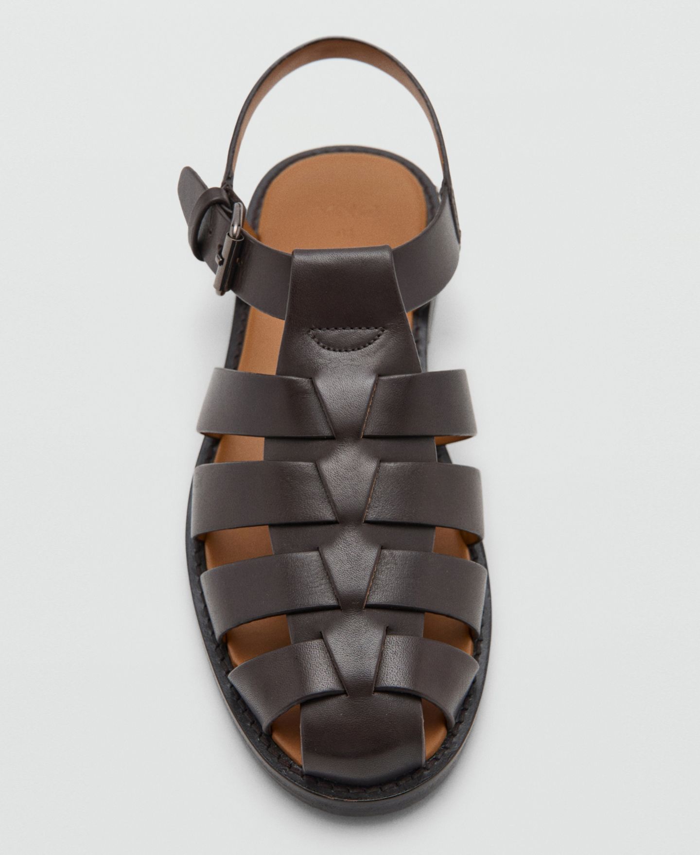 Мужские сандалии MANGO Leather Fisherman, цвет: Коричневый — фото 4