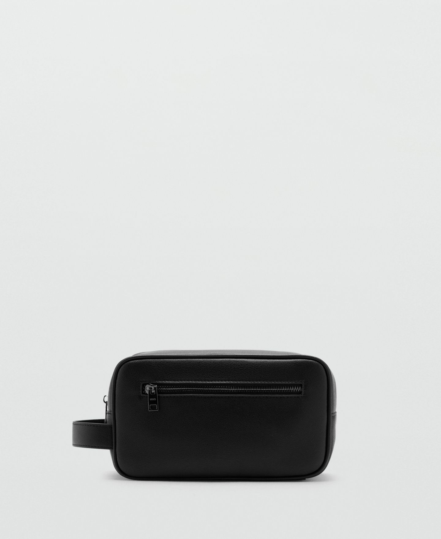 Мужская сумка MANGO Zipped Leather Cosmetic, цвет: Чёрный — фото 1